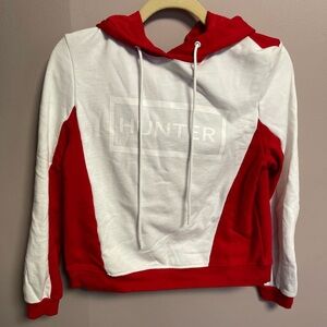 Hunter Women's Bold Red and White Hoodie. Size XS